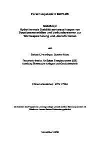 Bild der Titelseite der Publikation: StabiSorp Hydrothermale Stabilitätsuntersuchungen von Sorptionsmate-rialien und Verbundsystemen zur Wärmespeicherung und -transformation