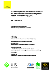 Bild der Titelseite der Publikation: Erstellung eines Metadatenkonzepts für das Umweltinformationssystem Baden-Württemberg
