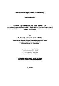 Bild der Titelseite der Publikation: Gerda II (Erweiterung von Gerda um Ausbreitungsrechung, Windbereitstellung und Beurteilung)