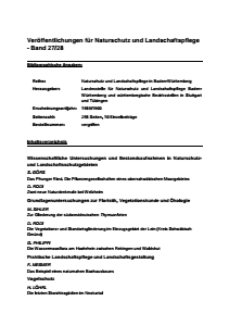 Bild der Titelseite der Publikation: Band 27/28 - Naturschutz und Landschaftspflege in Baden-Württemberg