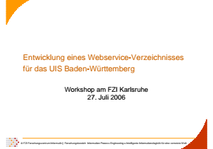 Bild der Titelseite der Publikation: Entwicklung eines Webservice-Verzeichnisses für das UIS Baden-Württemberg