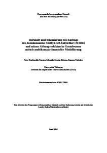 Bild der Titelseite der Publikation: Herkunft und Bilanzierung des Eintrags des Benzinzusatzes Methyl-tert-butylether (MTBE) und seinen Abbauprodukten in Grundwasser mittels multikompartimenteller Modellierung
