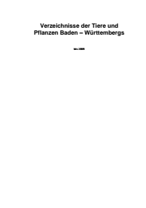Bild der Titelseite der Publikation: Verzeichnisse der Tiere und Pflanzen Baden-Württembergs (bis 2005)