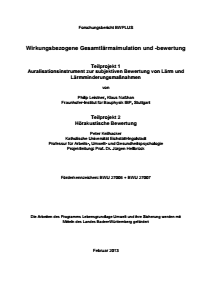 Bild der Titelseite der Publikation: Wirkungsbezogene Gesamtlärmsimulation und -bewertung