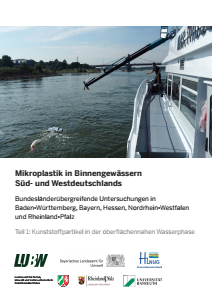 Bild der Titelseite der Publikation: Mikroplastik in Binnengewässern Süd- und Westdeutschlands