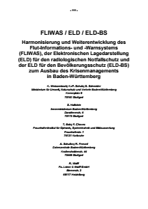 Bild der Titelseite der Publikation: FLIWAS / ELD / ELD-BS - Harmonisierung und Weiterentwicklung des Flut-Informations- und -Warnsystems (FLIWAS), der Elektronischen Lagedarstellung (ELD) für den radiologischen Notfallschutz und der ELD für den Bevölkerungsschutz (ELD-BS)