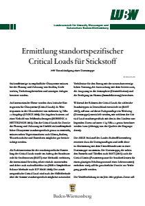 Bild der Titelseite der Publikation: Ermittlung standortspezifischer Critical Loads für Stickstoff - Vorankündigung einer Datenmappe