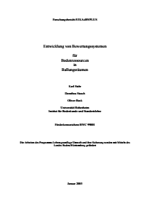 Bild der Titelseite der Publikation: Entwicklung von Bewertungssystemen für Bodenressourcen in Ballungsräumen
