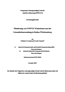 Bild der Titelseite der Publikation: Minderung von NMVOC-Emissionen aus der Lösemittelanwendung in Baden-Württemberg