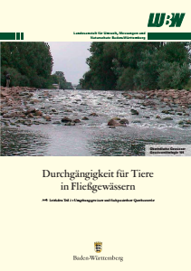 Bild der Titelseite der Publikation: Durchgängigkeit für Tiere in Fließgewässern. Teil 2
