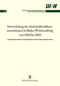 Bild der Titelseite der Publikation: Entwicklung der Stickstoffoxidkonzentrationen in Baden-Württemberg von 1989 bis 2009