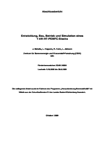 Bild der Titelseite der Publikation: Entwicklung, Bau, Betrieb und Simulation eines 1 kW-HT-PEMFC-Stacks