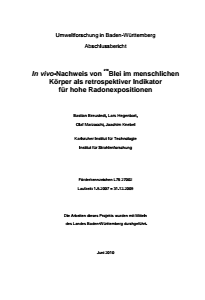 Bild der Titelseite der Publikation: In-vivo-Nachweis von Blei-210 im menschlichen Körper als retrospektiver Indikator für hohe Radonexpositionen