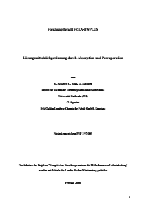 Bild der Titelseite der Publikation: Lösungsmittelrückgewinnung durch Absorption und Pervaporation