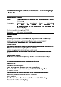 Bild der Titelseite der Publikation: Band 43 - Veröffentlichungen für Naturschutz und Landschaftspflege in Baden-Württemberg