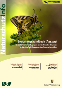 Bild der Titelseite der Publikation: Auszug Gestaltungshandbuch Naturschutz-Info