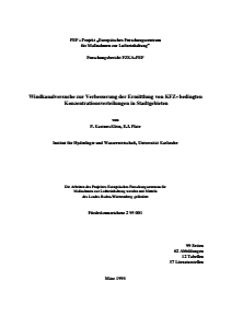Bild der Titelseite der Publikation: Windkanalversuche zur Verbesserung der Ermittlung von KFZ-bedingten Konzentrationsverteilungen in Stadtgebieten