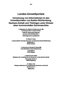 Bild der Titelseite der Publikation: Landes-Umweltportale - Vernetzung von Informationen in den Umweltportalen von Baden-Württemberg, Sachsen-Anhalt und Thüringen unter Einsatz einer kommerziellen Suchmaschine