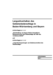 Bild der Titelseite der Publikation: Langzeitverhalten des Gebietsniederschlags in Baden-Württemberg und Bayern