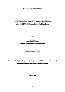 Bild der Titelseite der Publikation: CO2-Emission und C-Umsatz im Boden des ARINUS-Standorts Schluchsee