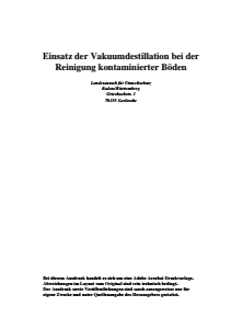 Bild der Titelseite der Publikation: Einsatz der Vakuumdestillation bei der Reinigung kontaminierter Böden