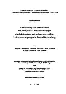 Bild der Titelseite der Publikation: Entwicklung von Instrumenten zur Analyse der Umweltbelastungen durch Feinstäube und andere ausgewählte Luftverunreinigungen in Baden-Württemberg