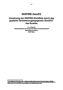Bild der Titelseite der Publikation: INSPIRE-GeoZG - Umsetzung der INSPIRE-Richtlinie durch das geplante Geodatenzugangsgesetz des Bundes