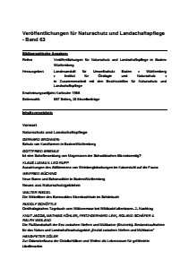 Bild der Titelseite der Publikation: Band 63 - Veröffentlichungen für Naturschutz und Landschaftspflege in Baden-Württemberg