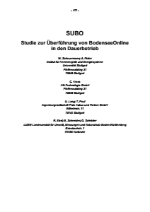 Bild der Titelseite der Publikation: SUBO - Studie zur Überführung von BodenseeOnline in den Dauerbetrieb