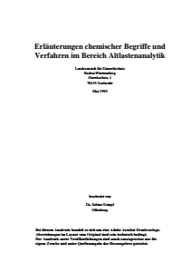 Bild der Titelseite der Publikation: Erläuterungen chemischer Begriffe und Verfahren im Bereich Altlastenanalytik
