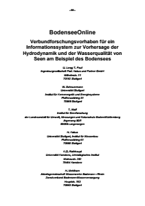 Bild der Titelseite der Publikation: BodenseeOnline - Verbundforschungsvorhaben für ein Informationssystem zur Vorhersage der Hydrodynamik und der Wasserqualität von Seen am Beispiel des Bodensees