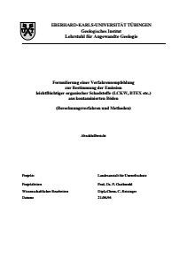 Bild der Titelseite der Publikation: Formulierung einer Verfahrensempfehlung zur Bestimmung der Emission leichtflüchtiger organischer Schadstoffe (LCKW, BTEX etc.) aus kontaminierten Böden