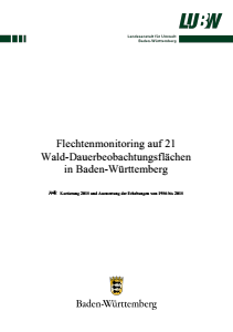 Bild der Titelseite der Publikation: Flechtenmonitoring auf 21 Wald-Dauerbeobachtungsflächen in Baden-Württemberg