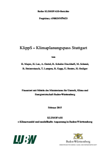 Bild der Titelseite der Publikation: KlippS - Klimaplanungspass Stuttgart