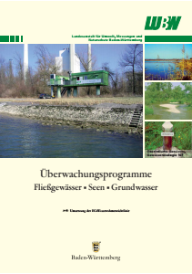 Bild der Titelseite der Publikation: Überwachungsprogramme: Fließgewässer, Seen, Grundwasser