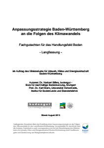 Bild der Titelseite der Publikation: Anpassungsstrategie an den Klimawandel - Fachgutachten für das Handlungsfeld Boden