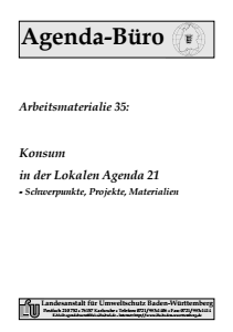 Bild der Titelseite der Publikation: Arbeitsmaterialie 035: Konsum in der Lokalen Agenda 21