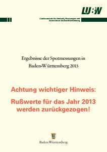 Bild der Titelseite der Publikation: Ergebnisse der Spotmessungen in Baden-Württemberg 2013