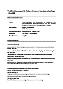 Bild der Titelseite der Publikation: Band 23 - Veröffentlichungen der Landesstelle für Naturschutz und Landschaftspflege Baden-Württemberg und der württembergischen Bezirksstellen in Ludwigsburg und Tübingen