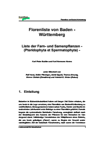 Bild der Titelseite der Publikation: Florenliste von Baden-Württemberg