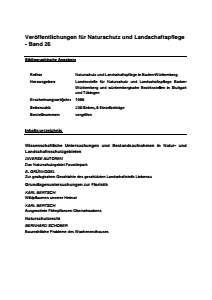 Bild der Titelseite der Publikation: Band 26 - Naturschutz und Landschaftspflege in Baden-Württemberg