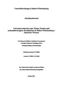 Bild der Titelseite der Publikation: Literaturrecherche zum Thema Zecken und Zeckenübertragene Krankheiten in Baden-Württemberg - Stand des Wissens
