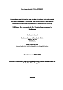 Bild der Titelseite der Publikation: Feststellung und Modellierung der kurzfristigen Jahresdynamik und kleinräumigen Variabilität von endogäischen Insekten auf Boden-Dauerbeobachtungsflächen in Baden-Württemberg