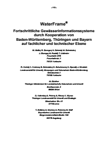 Bild der Titelseite der Publikation: WaterFrame® - Fortschrittliche Gewässerinformationssysteme durch Kooperation der Bundesländer Baden-Württemberg, Thüringen und Bayern auf fachlicher und technischer Ebene