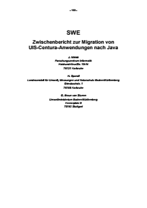 Bild der Titelseite der Publikation: SWE - Zwischenbericht zur Migration von UIS-Centura-Anwendungen nach Java