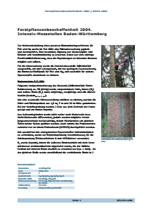 Bild der Titelseite der Publikation: Forstpflanzenbeschaffenheit 2004. Intensiv-Messstellen Baden-Württemberg