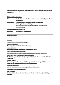 Bild der Titelseite der Publikation: Band 67 - Veröffentlichungen für Naturschutz und Landschaftspflege in Baden-Württemberg