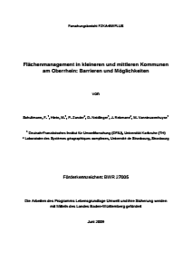 Bild der Titelseite der Publikation: Flächenmanagement in kleineren und mittleren Kommunen am Oberrhein: Barrieren und Möglichkeiten