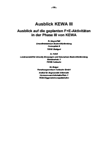 Bild der Titelseite der Publikation: Ausblick KEWA III - Ausblick auf die geplanten F+E-Aktivitäten in der Phase III von KEWA
