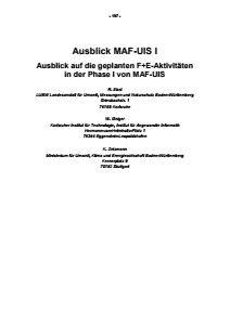Bild der Titelseite der Publikation: Ausblick MAF-UIS I - Ausblick auf die geplanten F+E-Aktivitäten in der Phase I von MAF-UIS